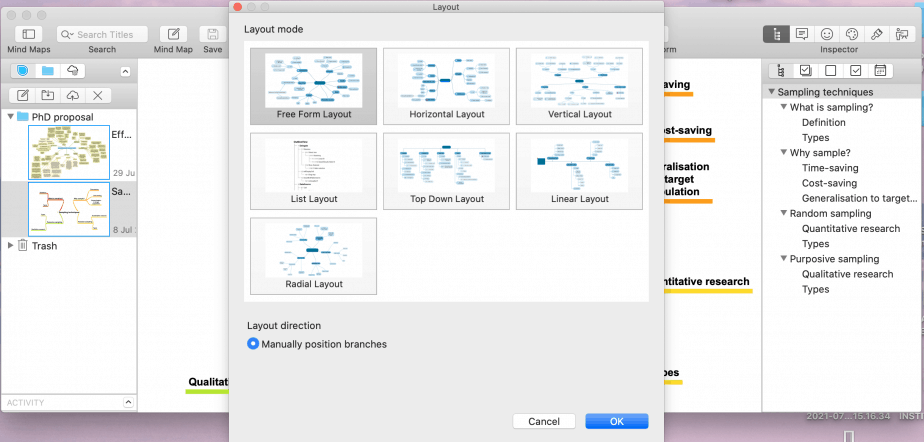 Layouts in SimpleMind Pro