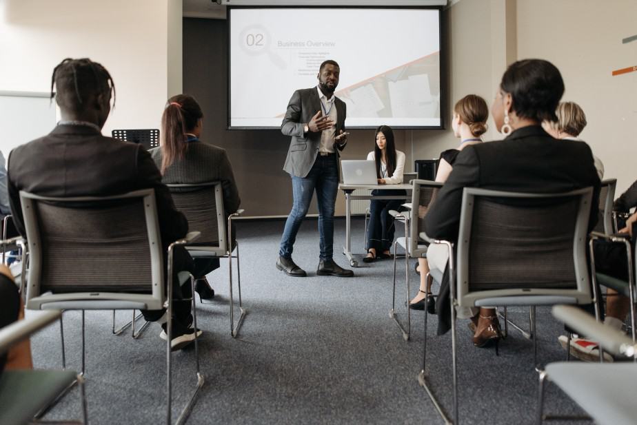 a man making a presentation